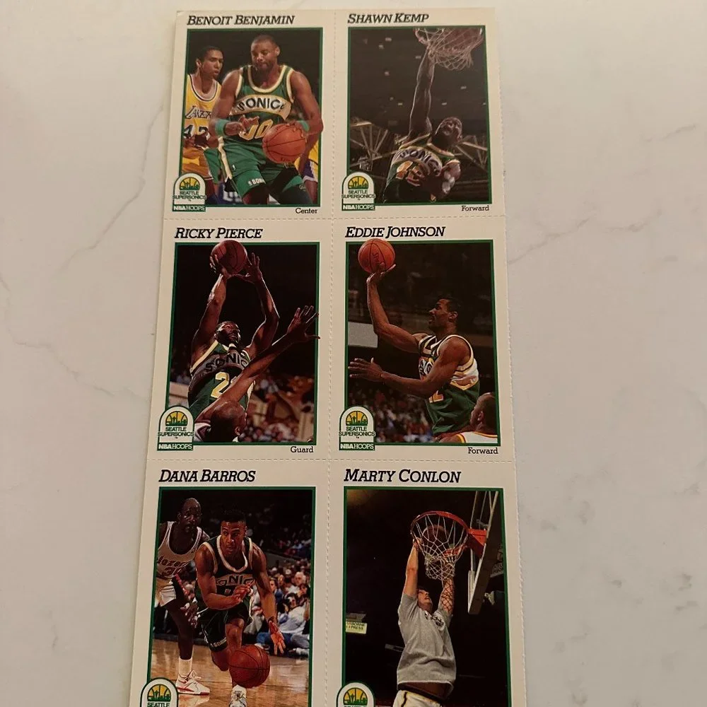 Set of 11 New 1991-1992 Seattle SuperSonics Trading Cards